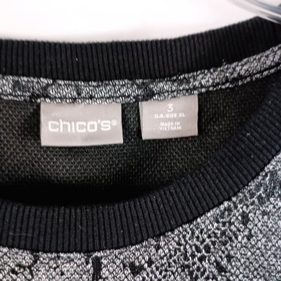 Chico’s Jacquard Snakeskin Print Tee Top Size XL 3 Stretchy Knit Shirt - Picture 7 of 7